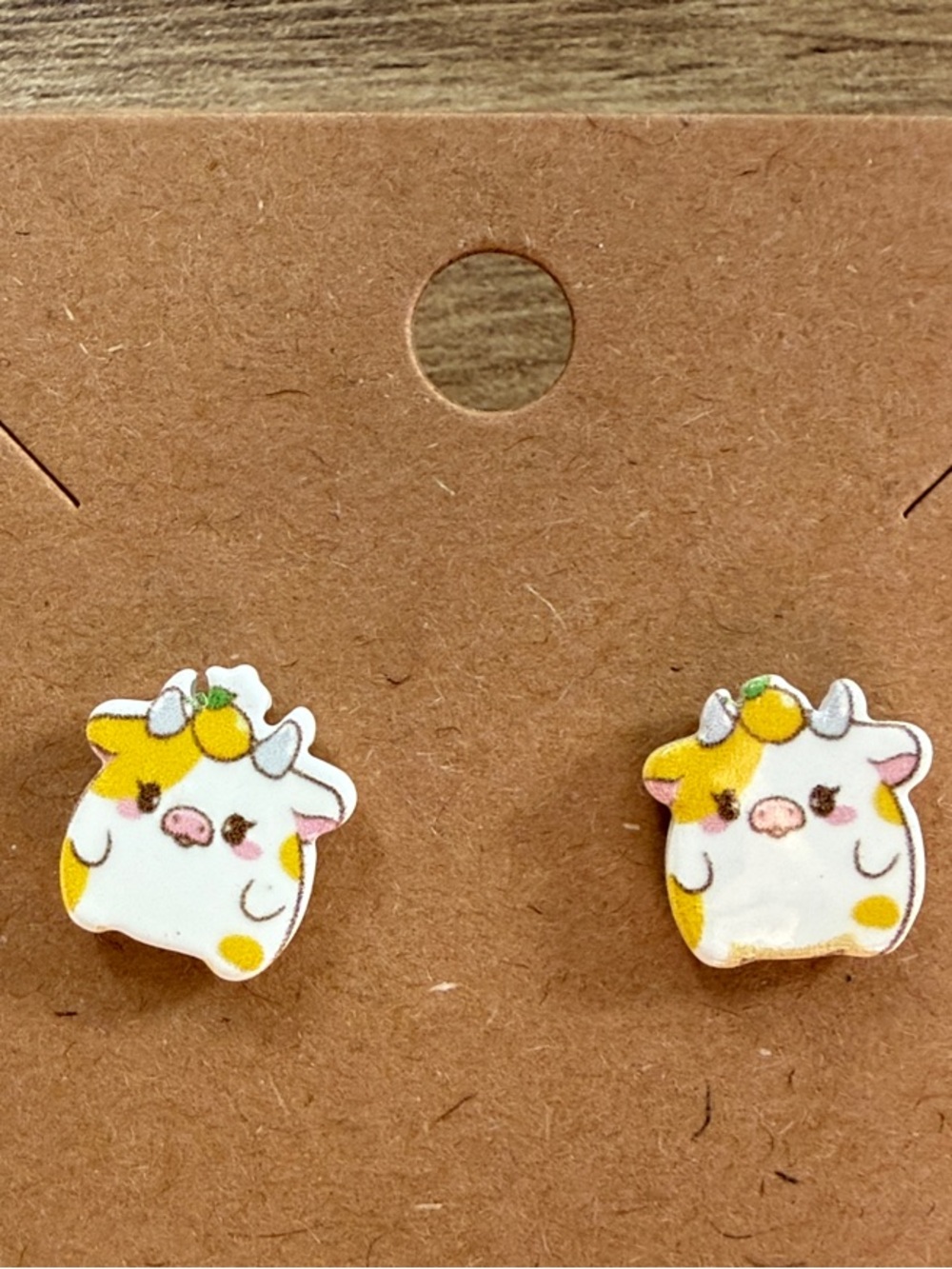 Cow Fruit Resin Stud Nickel Free Earrings NEW PICK ONE Banana Peach Lemon ETC - Picture 9 of 10